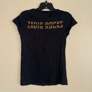 Zadig & Voltaire Black Graphic “ZADIG ROCKS” Henley Button T Shirt Size M